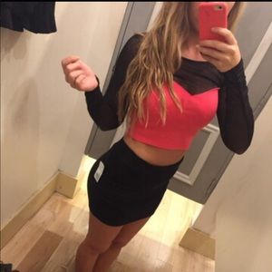 Sheer long sleeve crop too